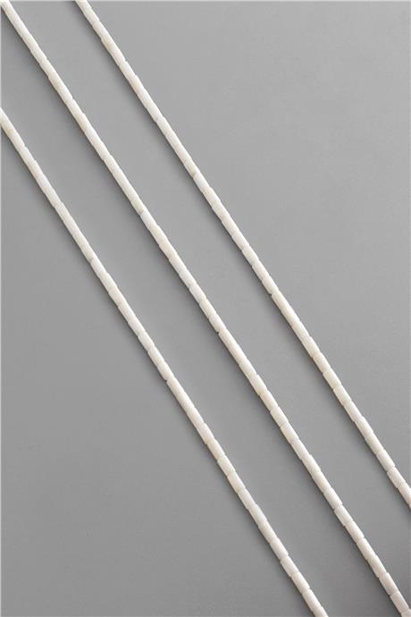 Mercan Doğal Taş Parlak Beyaz Silindir Kesim 2x4mm Dizi [AA]