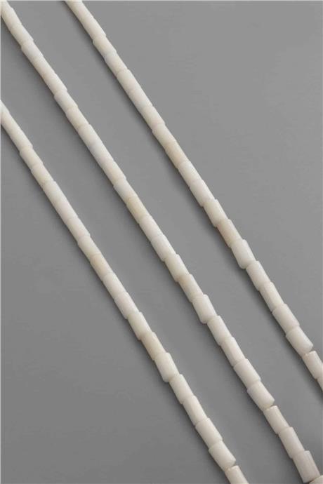 Mercan Taşı Silindir Kesim Parlak Beyaz 4x6mm Doğal Taş Dizi [AA]