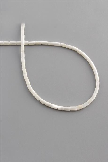 Mercan Doğal Taş Parlak Beyaz Silindir Kesim 2x4mm Dizi [AA]