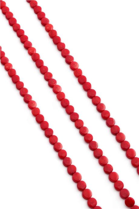 Mercan Taşı Daire Kesim 6x3mm Doğal Taş Dizi