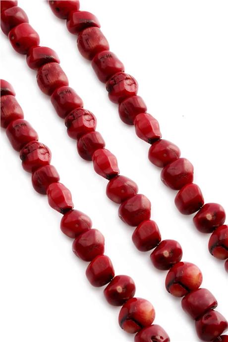 Mercan Taşı Kırmızı 12x10mm Doğal Taş Dizi