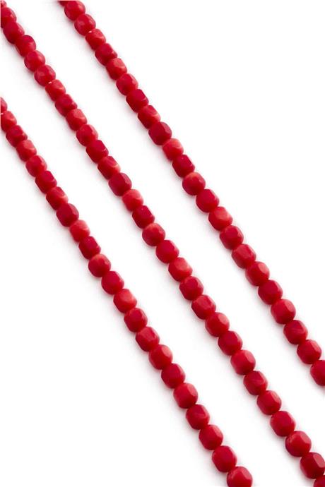 Mercan Taşı Altıgen Kesim Kırmızı 6mm Doğal Taş Dizi
