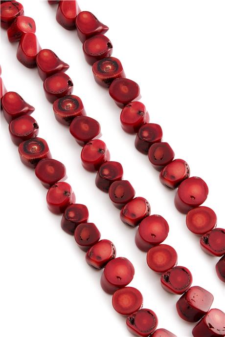 Mercan Doğal Taş Kırmızı Amorf Kesim 12x9mm Dizi