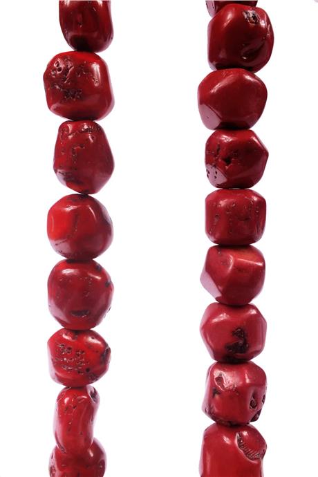 Mercan Doğal Taş Parlak Kırmızı Amorf Kesim 22x16mm Dizi [AA]