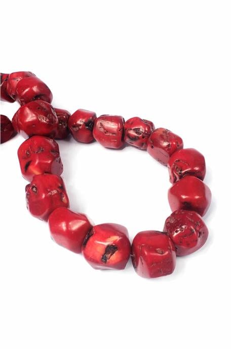 Mercan Doğal Taş Parlak Kırmızı Amorf Kesim 22x16mm Dizi [AA]