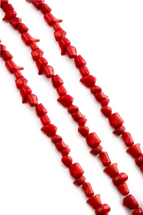 Mercan Doğal Taş Kırmızı Amorf Kesim 7x8mm Dizi