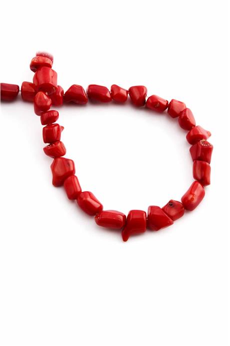 Mercan Doğal Taş Kırmızı Amorf Kesim 7x8mm Dizi