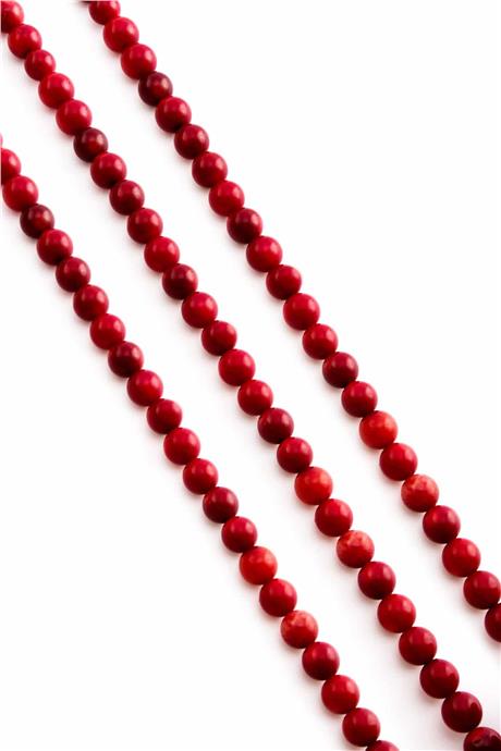 Mercan Taşı Küre Kesim Kırmızı 7mm Doğal Taş Dizi
