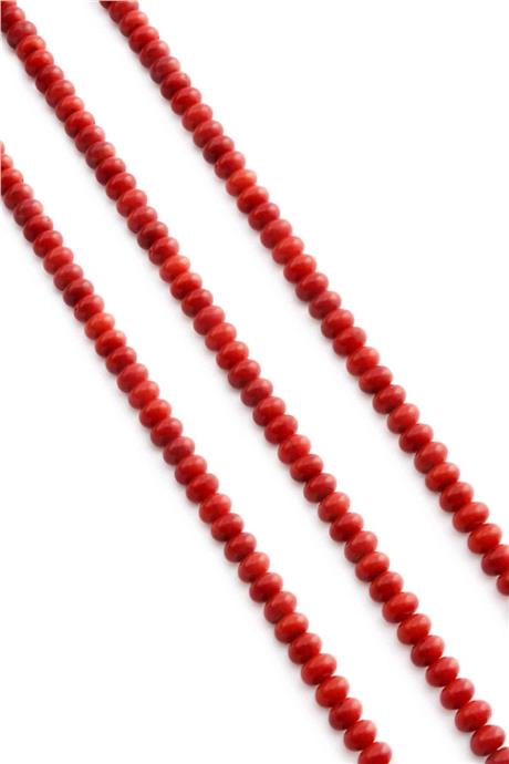 Mercan Taşı Rondela Kesim Kırmızı 6x4mm Doğal Taş Dizi
