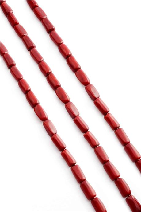 Mercan Taşı Silindir Kesim Kırmızı 7x13mm Doğal Taş Dizi