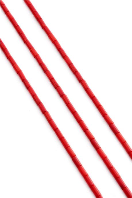 Mercan Taşı Silindir Kesim Kırmızı 3x6mm Doğal Taş Dizi