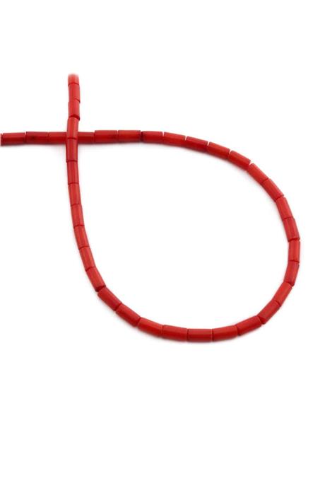 Mercan Taşı Silindir Kesim Kırmızı 3x6mm Doğal Taş Dizi