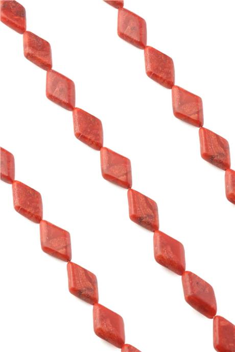 Çim Mercan Taşı Dörtgen Kesim Parlak Kırmızı 13x22mm Doğal Taş Dizi [AA]