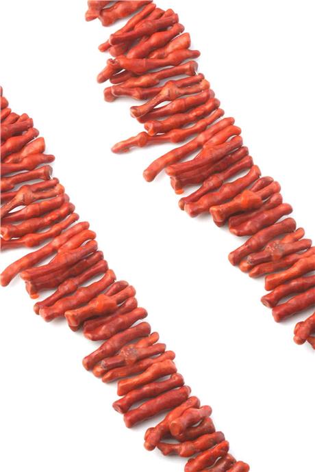 Çim Mercan Doğal Taş Koyu Kırmızı 45x13mm Dizi