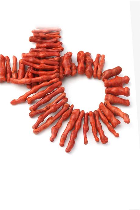 Çim Mercan Doğal Taş Koyu Kırmızı 45x13mm Dizi