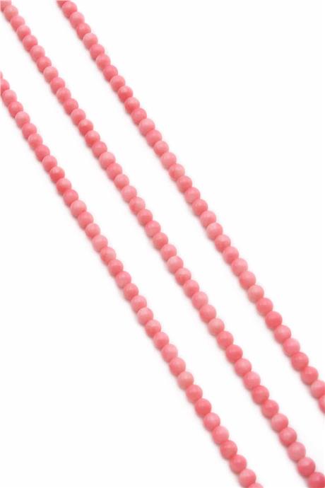 Mercan Doğal Taş Parlak Pembe Küre Kesim 4mm Dizi [AA]