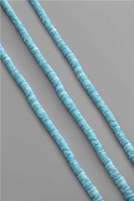 Mercan Doğal Taş Mat Pütürlü Açık Mavi Rondela Kesim 6x2mm Dizi [AB+]