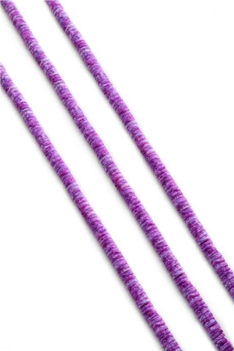 Mercan Taşı Rondela Kesim Mat Mor 6x2mm Doğal Taş Dizi [AB+]