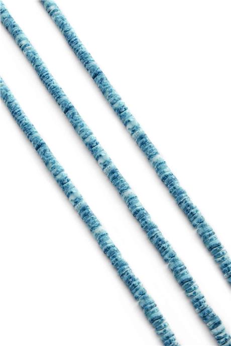 Mercan Taşı Rondela Kesim Parlak Mavi 6x2mm Doğal Taş Dizi [AB+]