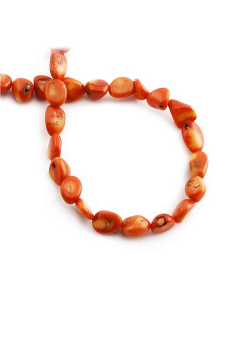 Mercan Doğal Taş Parlak Turuncu Amorf Kesim 6x5mm Dizi