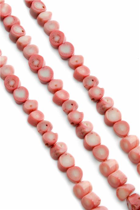 Mercan Doğal Taş Parlak Pembe Amorf Kesim 11x9mm Dizi [AA]