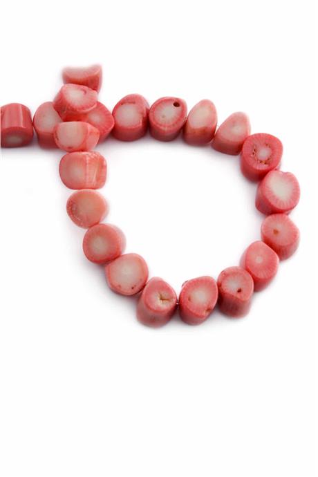 Mercan Doğal Taş Parlak Pembe Amorf Kesim 11x9mm Dizi [AA]