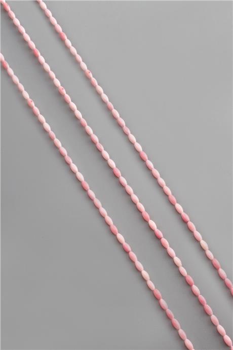 Mercan Taşı Arpa Kesim Parlak Pembe 2x4mm Doğal Taş Dizi [AA]