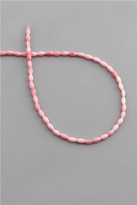 Mercan Taşı Arpa Kesim Parlak Pembe 2x4mm Doğal Taş Dizi [AA]