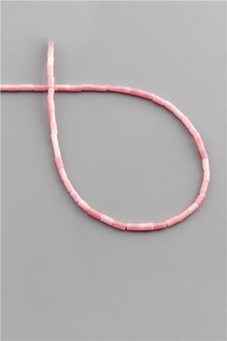 Mercan Doğal Taş Parlak Pembe Silindir Kesim 2x4mm Dizi [AA]