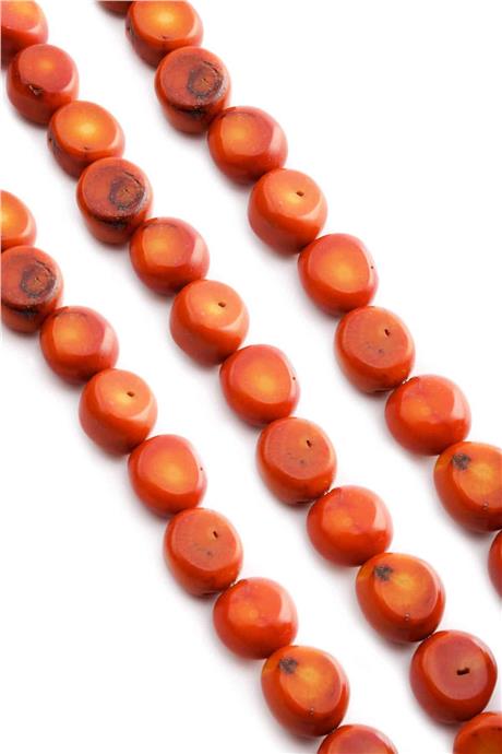 Mercan Doğal Taş Parlak Turuncu Amorf Kesim 17x11mm Dizi [AA]