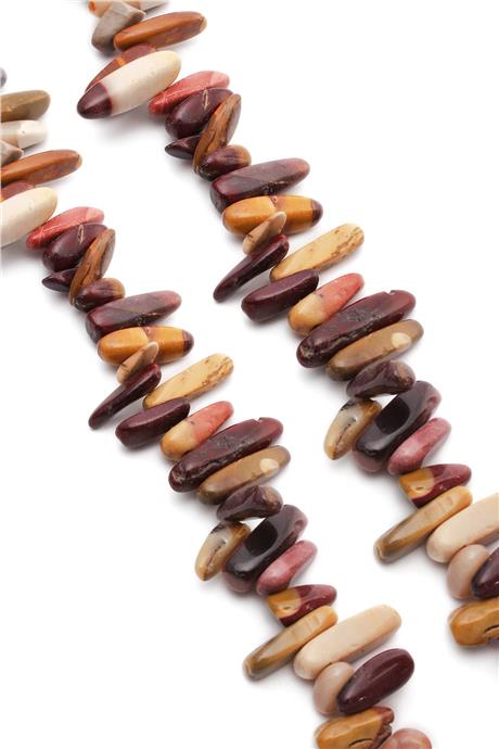 Mokait Jasper Doğal Taş Diş Kesim 18x6mm Dizi