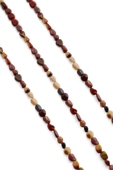 Mochaite Jasper Natural Stone Tumbler Cut 6x8mm String Of Beads