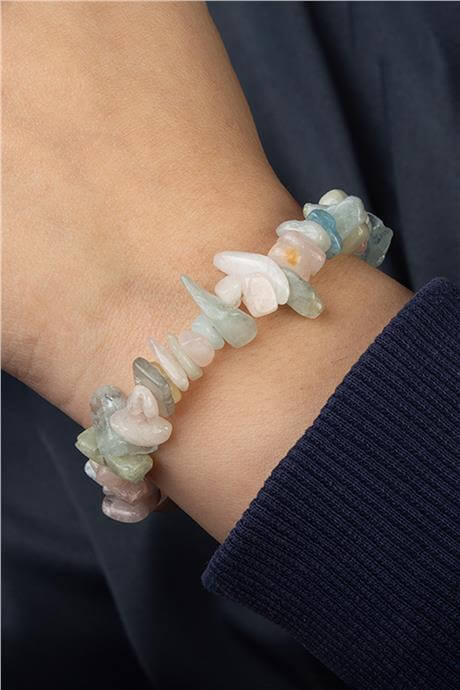 Morganit Doğal Kırık Taş Zincir Kapamalı Bileklik