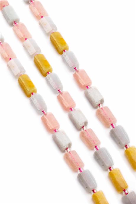 Morganit Doğal Taş Parlak Mor Silindir Kesim 7x12mm Dizi [AA]