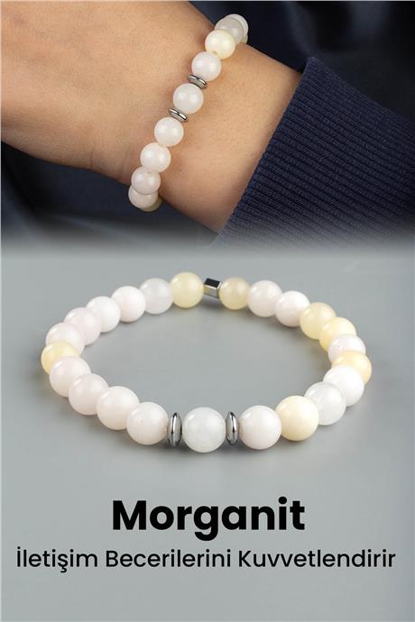 Morganit Doğal Taş Küre Kesim 8mm Bileklik