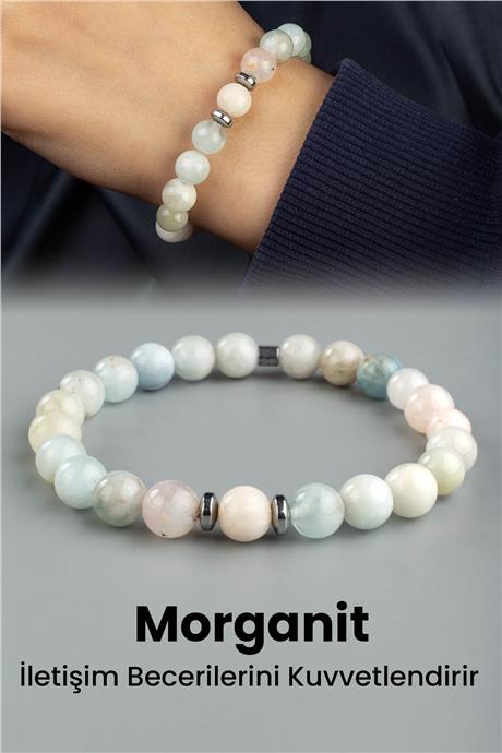 Morganit Doğal Taş Küre Kesim 8mm Bileklik