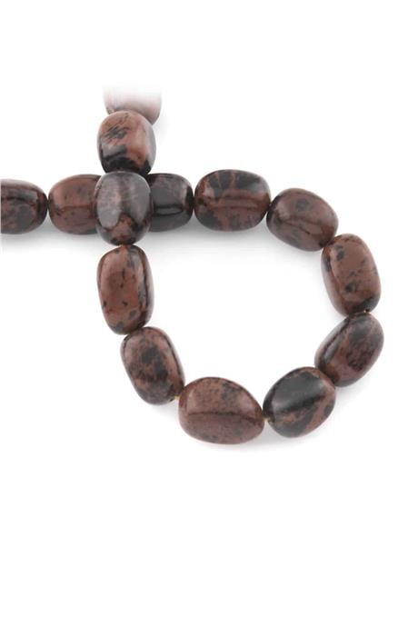 Obsidian Natural Stone Mottled Rectangular Cut 13x18mm String Of Beads