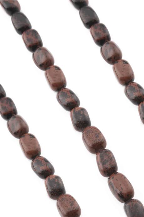 Obsidian Natural Stone Mottled Rectangular Cut 13x18mm String Of Beads