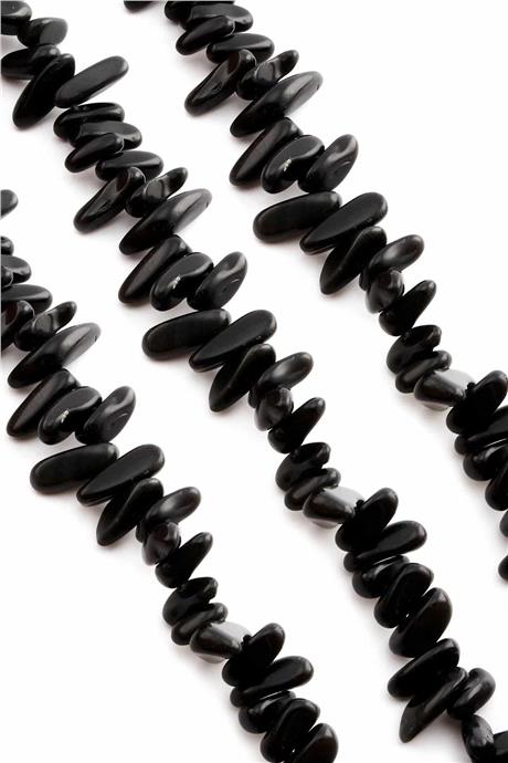 Obsidian Natural Stone Tooth Cut 18x6mm String Of Beads