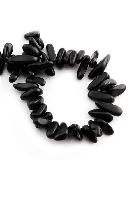 Obsidian Natural Stone Tooth Cut 18x6mm String Of Beads