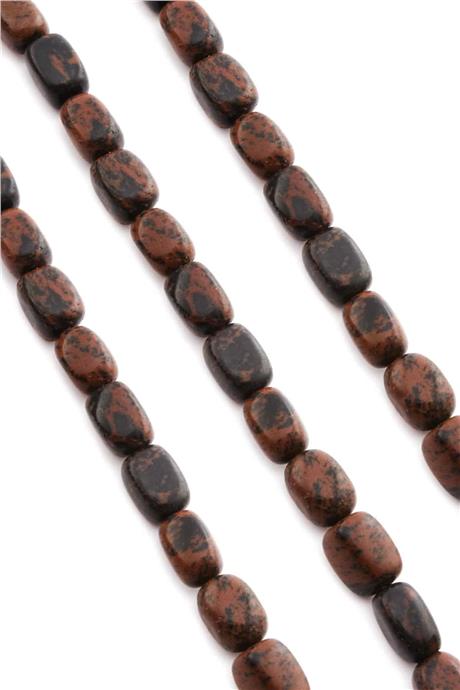 Obsidian Natural Stone Brown Rectangular Cut 10x14mm String Of Beads