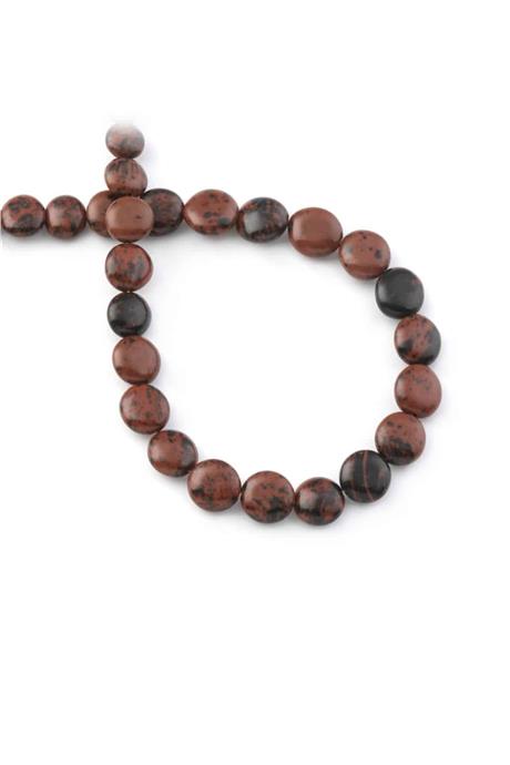 Obsidian Natural Stone Shiny Brown Circle Cut 10mm String Of Beads