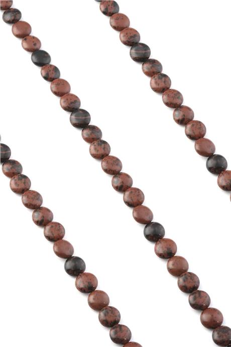 Obsidian Natural Stone Shiny Brown Circle Cut 10mm String Of Beads