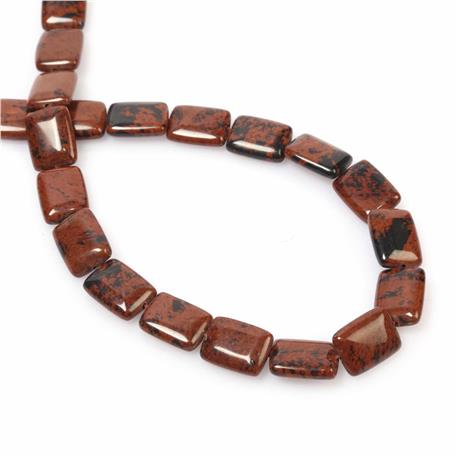 Obsidian Square Natural Stone Amorphous 13x17mm Cut String Of Beads