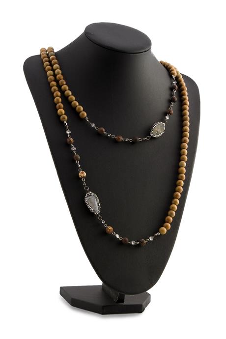 Odun Jasper Doğal Taş Kolye