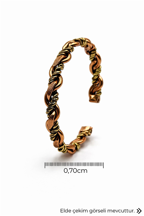 Okyanus Spiral Kabartmalı Ayarlanabilir Unisex Bakır Bileklik