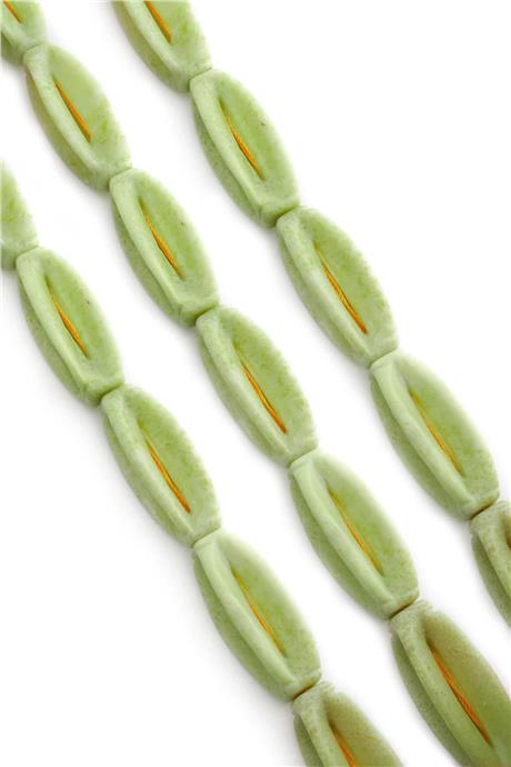 Olivin Taşı Amorf Kesim Parlak 15x40mm Doğal Taş Dizi [AA]