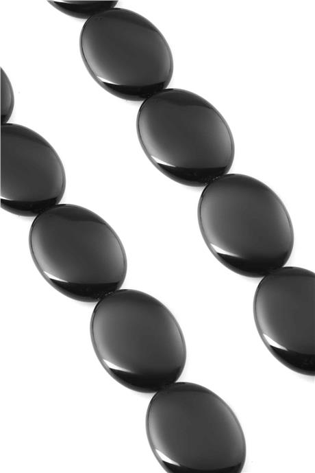 Onyx Natural Stone Shiny Oval Cut 20x30mm String Of Beads