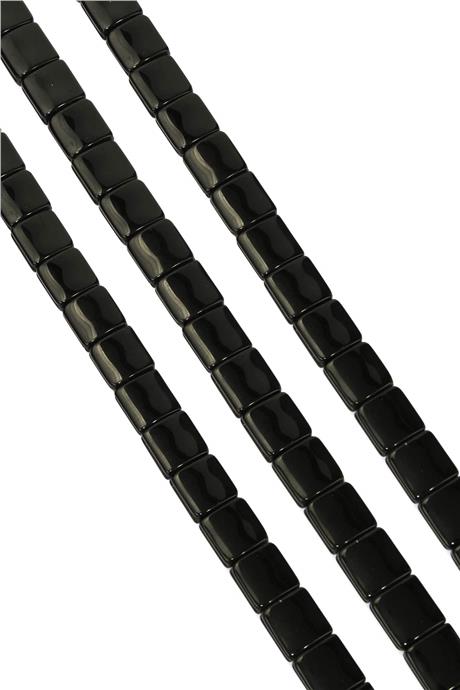 Onyx Natural Stone Shiny Black Square Cut 10x10x5mm String Of Beads