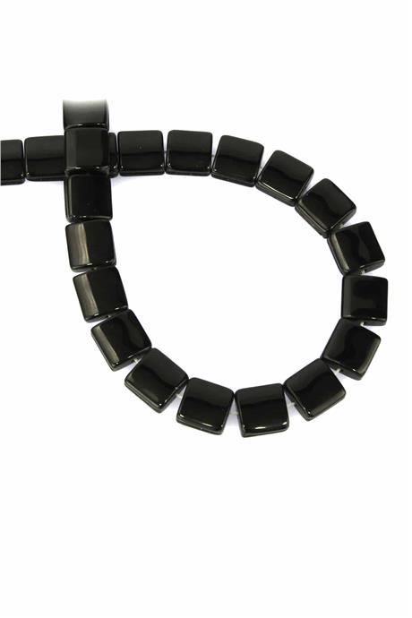 Onyx Natural Stone Shiny Black Square Cut 10x10x5mm String Of Beads